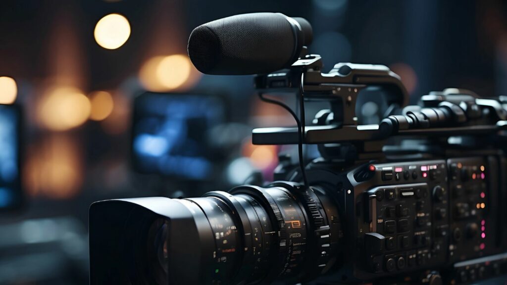 Une caméra dans un studio de télévision